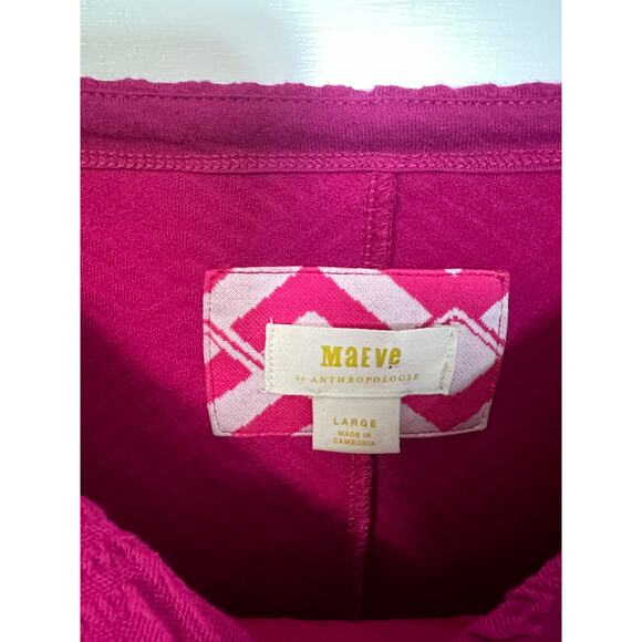 Anthropologie Maeve Pink Mikayla Peplum Top Size Womens Large Blouse Preppy - Picture 6 of 10